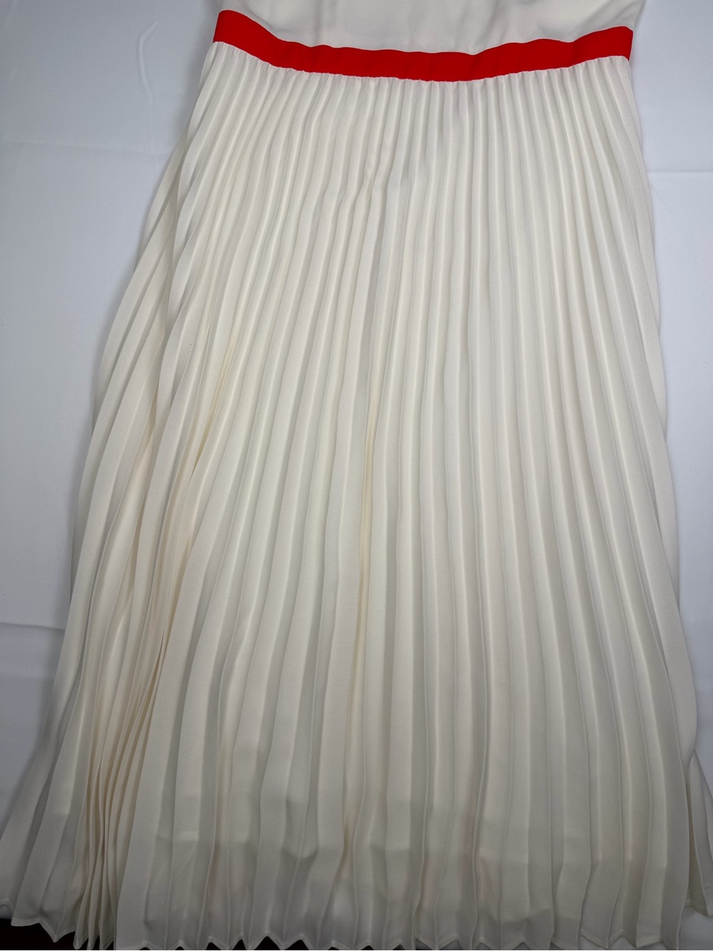 Banana Republic White Pleated Summer Midi Dress with Red & Light Blue Trim-4 - Picture 12 of 16